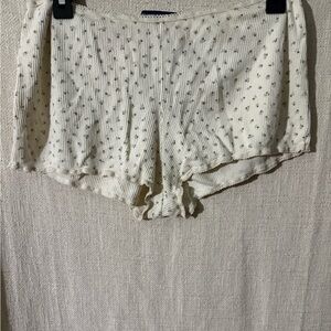 Brandy Melville Cream and Green Patterned Shorts